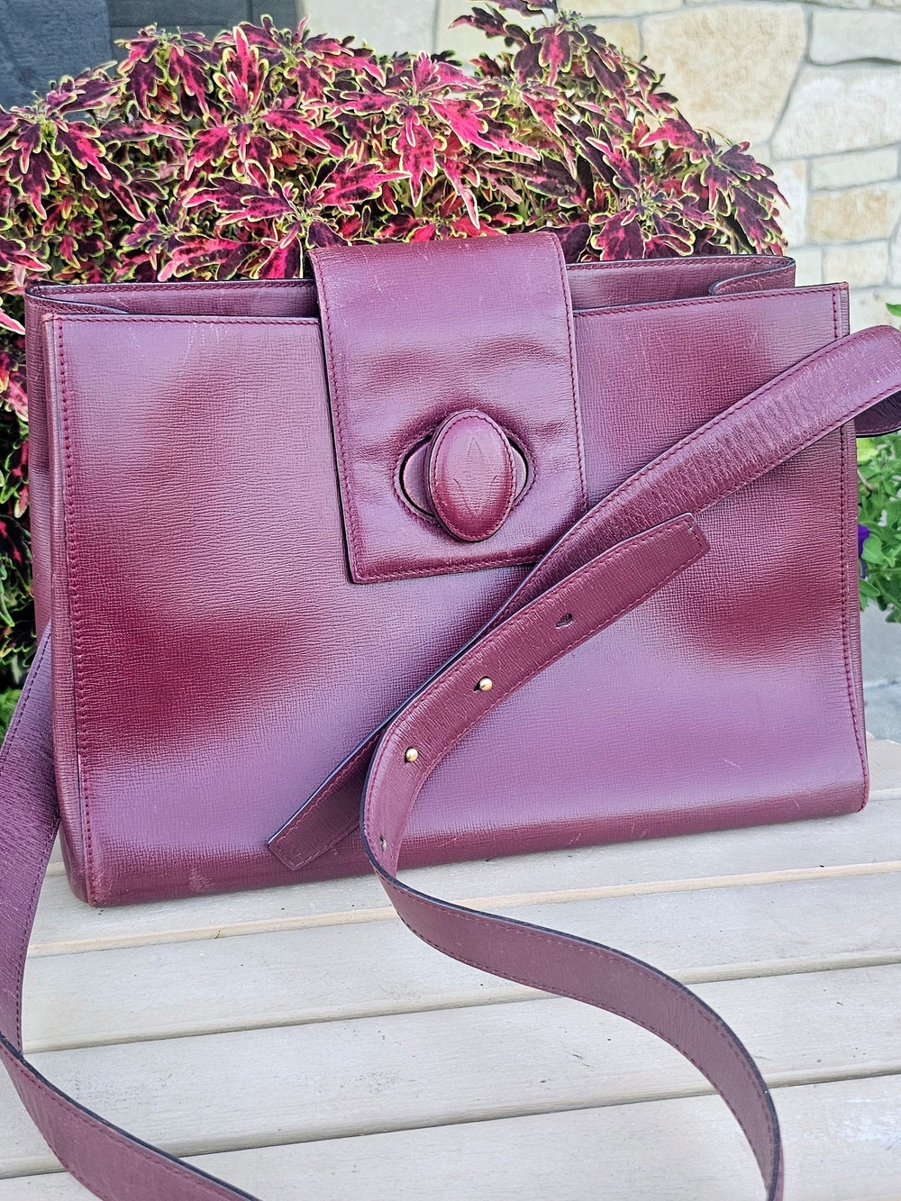 Cartier Deep Burgundy Leather Crossbody Bag
